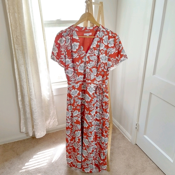 Anthropologie Dresses & Skirts - Floral Maxi Dress Wrap Orange White Anthropologie
